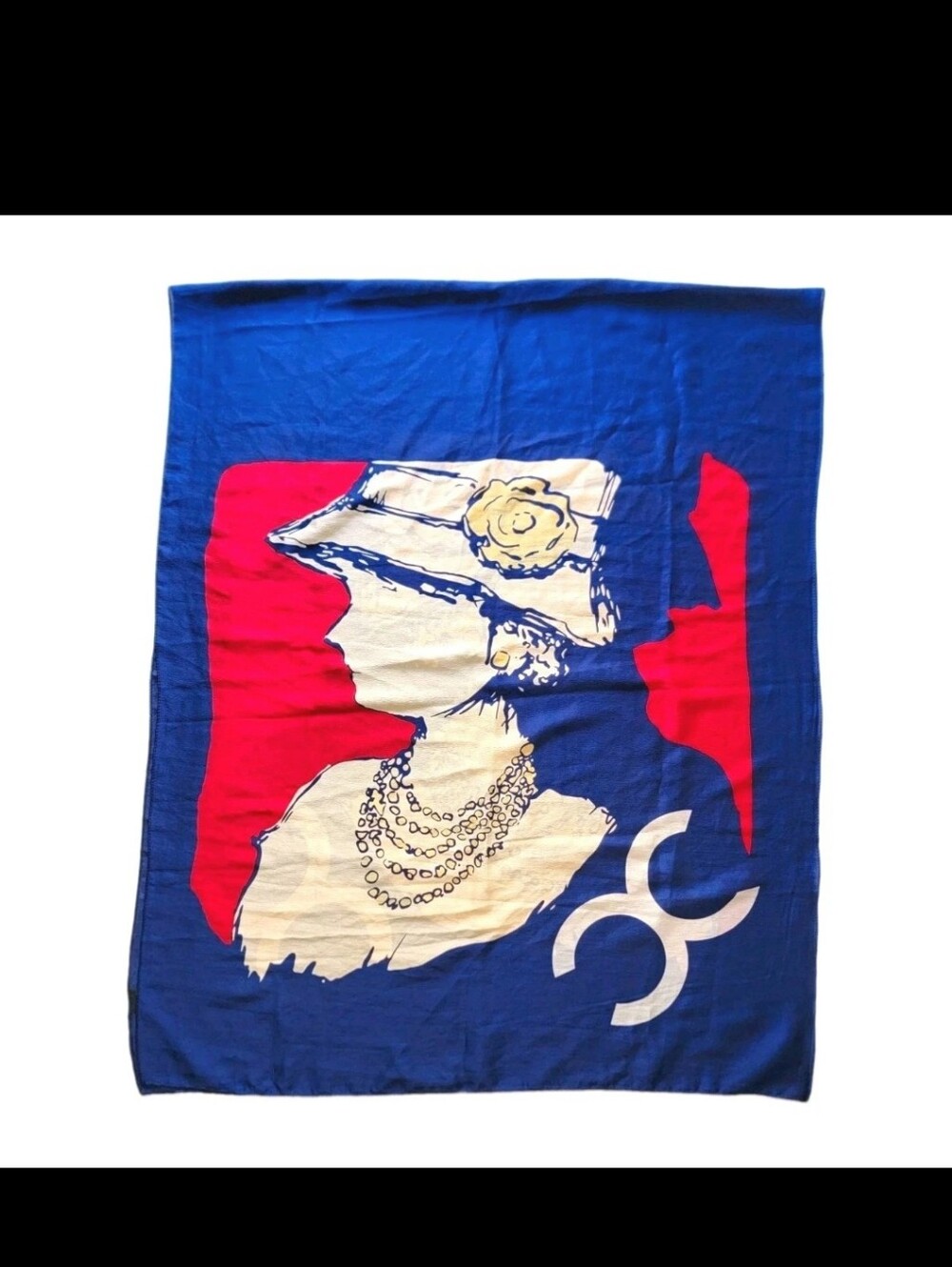 Vintage Style Coco Chanel Silhouette 100% Silk Scarf (66" x 26")